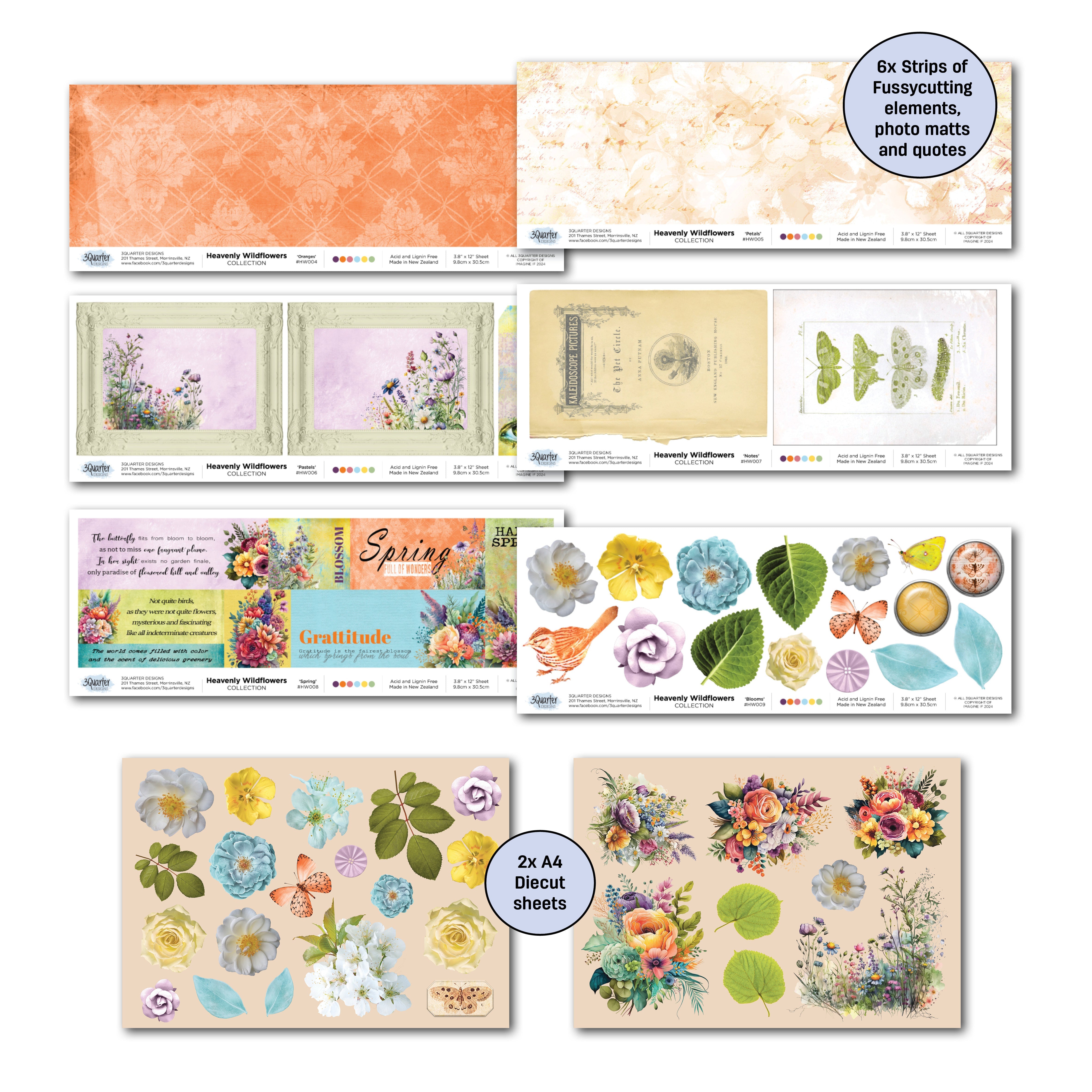 3Quarter Designs Heavenly Wildflowers 12x12 Scrapbook Collection