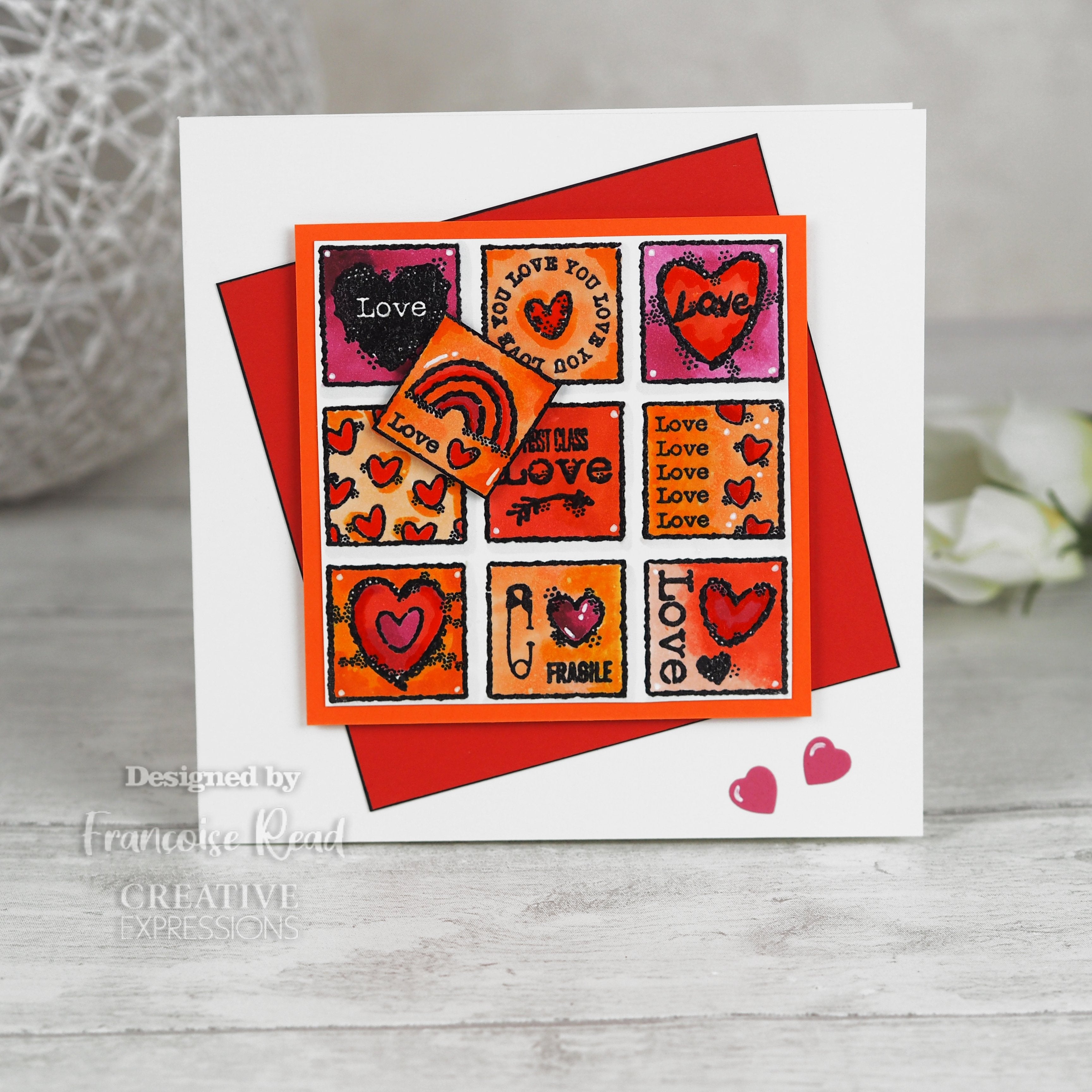 Woodware Clear Singles Love Squares 4 in x 6 in Stamp