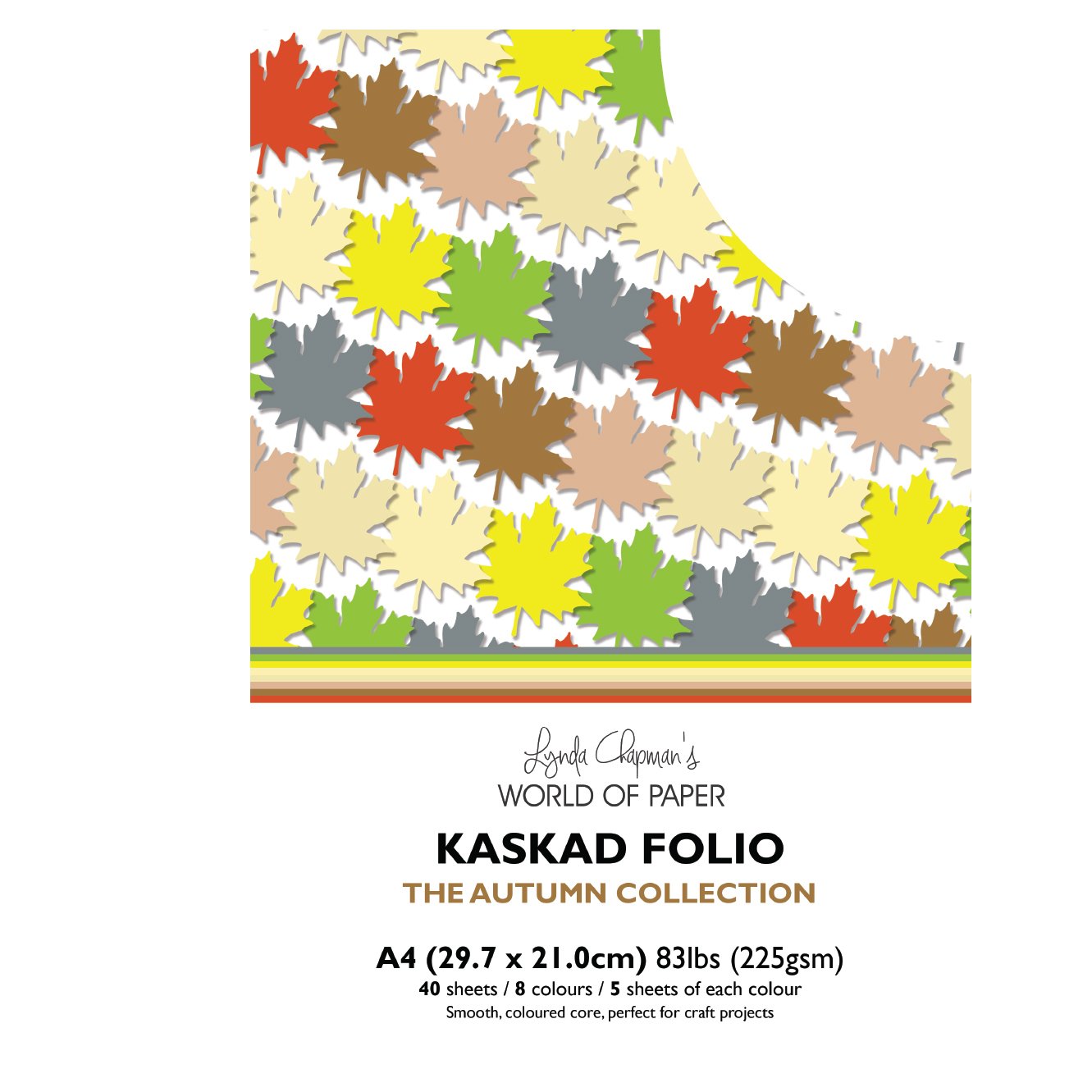 Kaskad Folio Autumn Collection A4 225gsm Coloured Core Cardstock 40 sheets