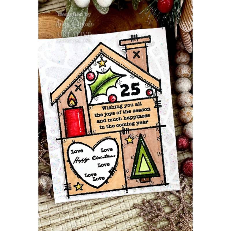 Woodware Clear Singles Christmas House 4 in x 6 in Stamp