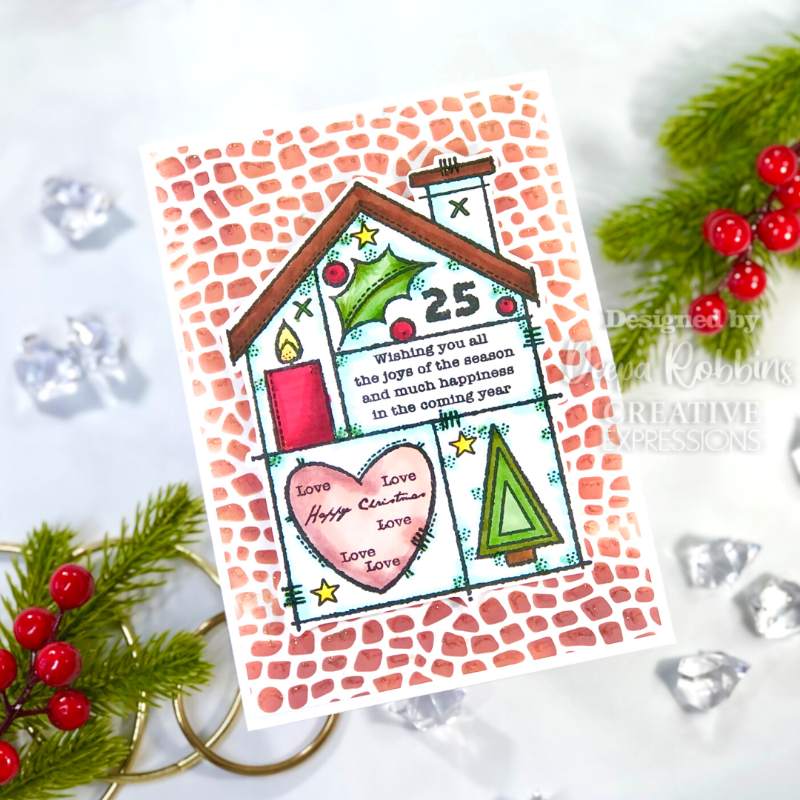 Woodware Clear Singles Christmas House 4 in x 6 in Stamp