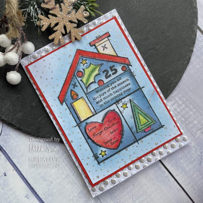 Woodware Clear Singles Christmas House 4 in x 6 in Stamp