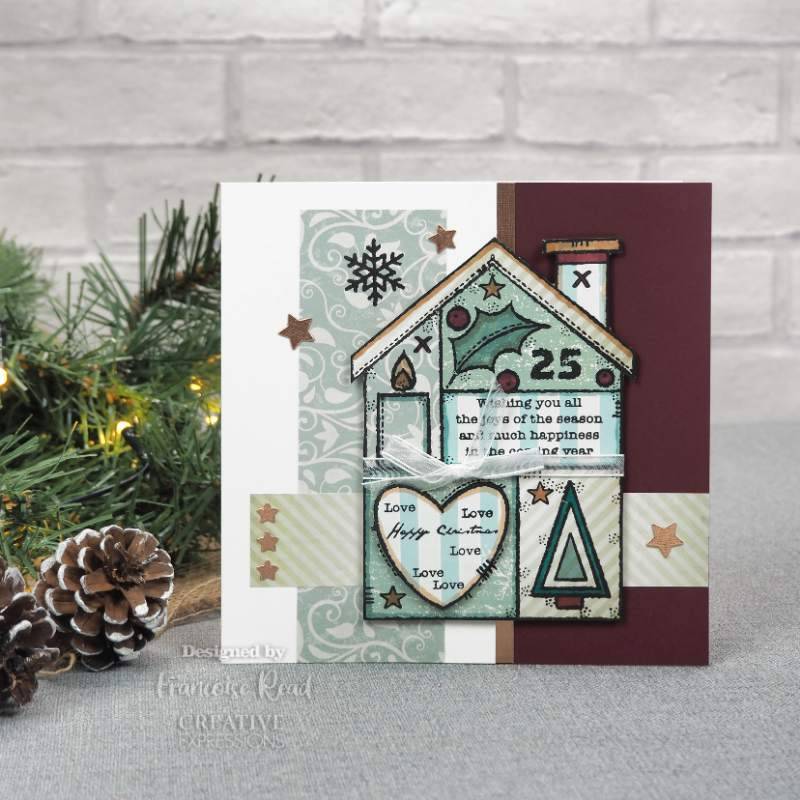 Woodware Clear Singles Christmas House 4 in x 6 in Stamp