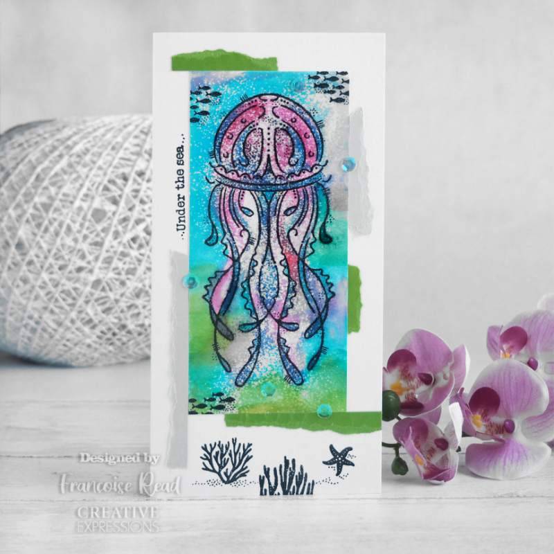 Woodware Clear Singles Jelly Fish 8 in x 2.6 in Stamp