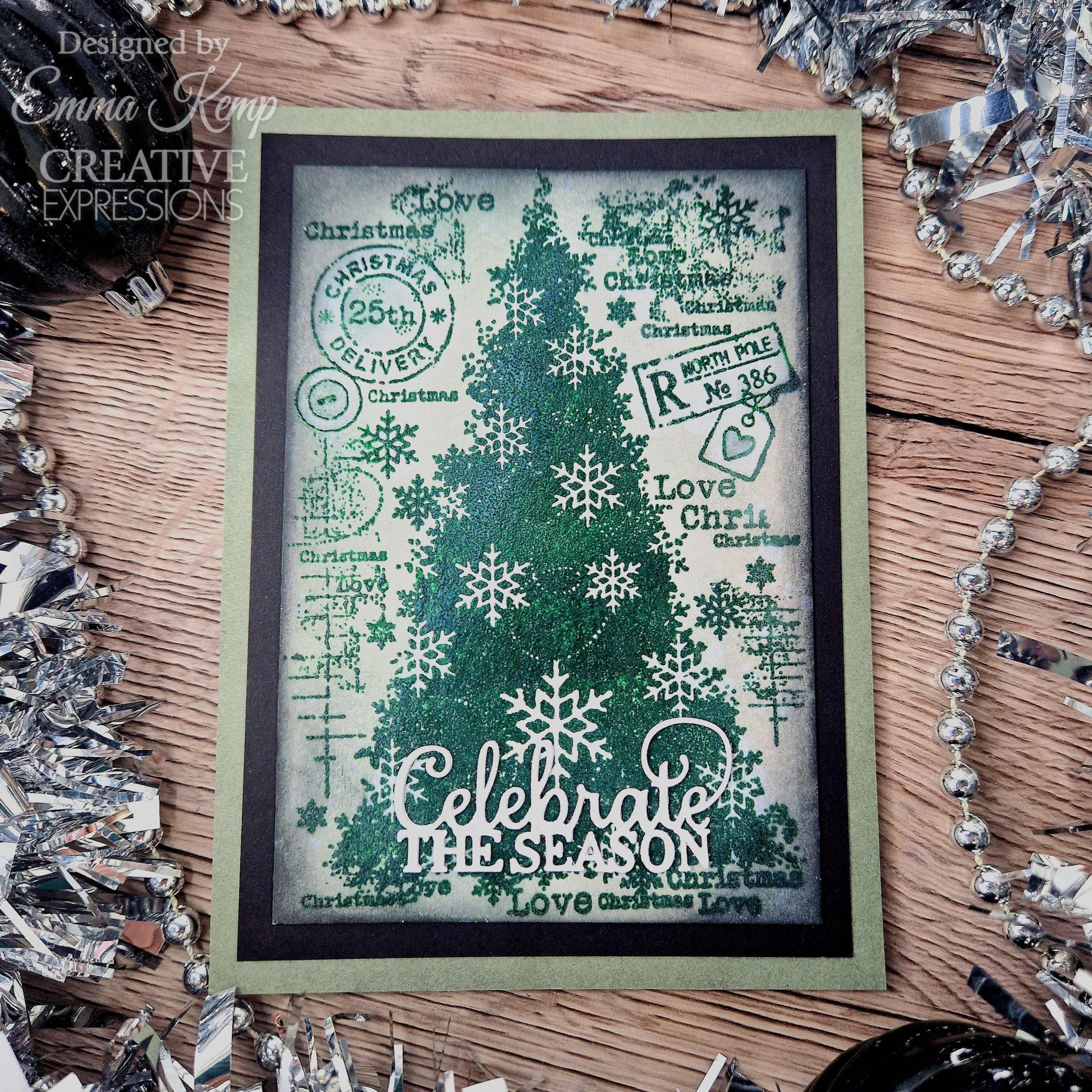 Woodware Clear Singles Snow Frosted Tree 4 in x 6 in Stamp Set