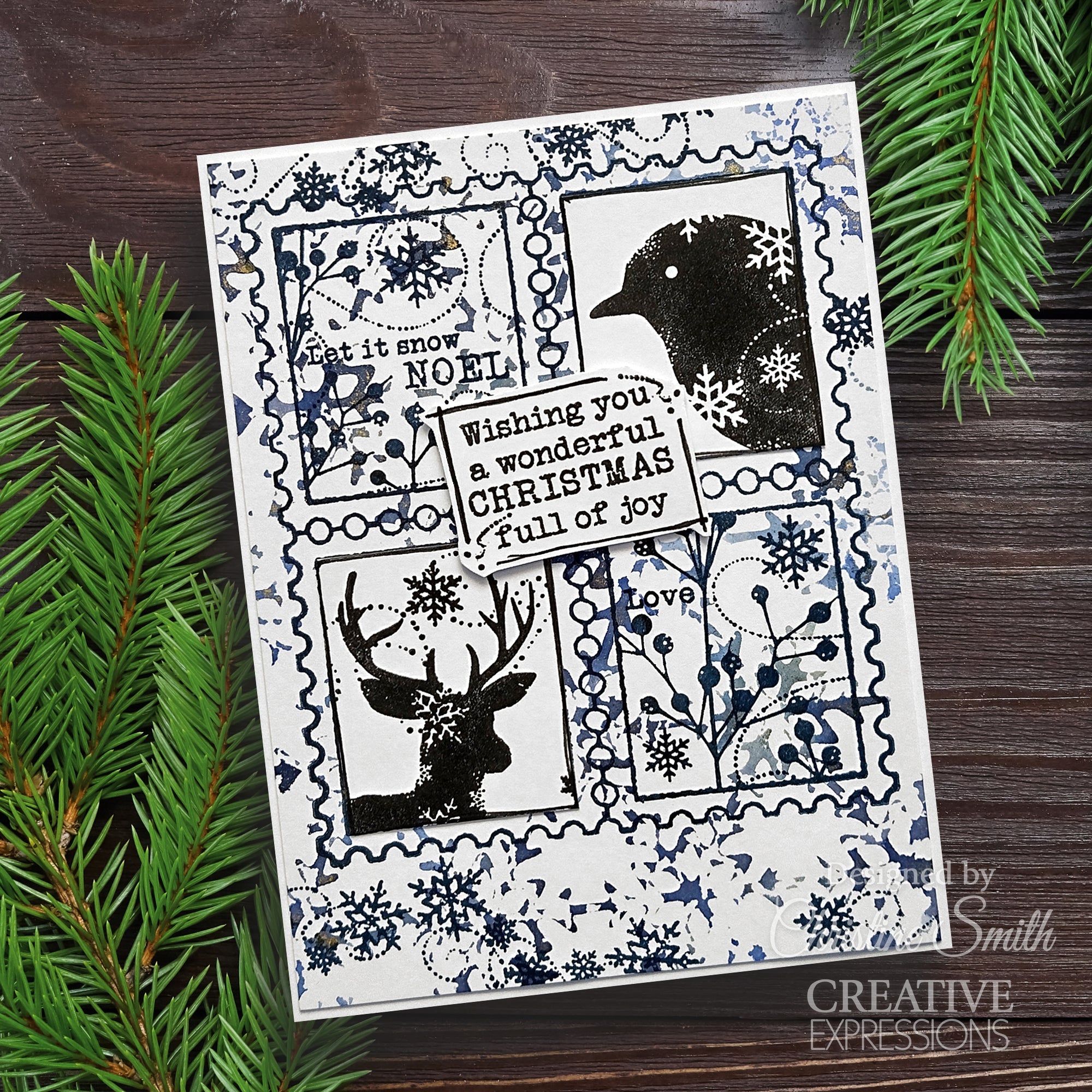 Woodware Clear Singles Winter Reindeer 4 in x 6 in Stamp Set