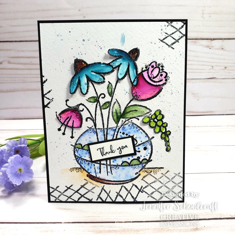 Woodware Clear Singles Floral Bouquet 4 in x 6 in Stamp