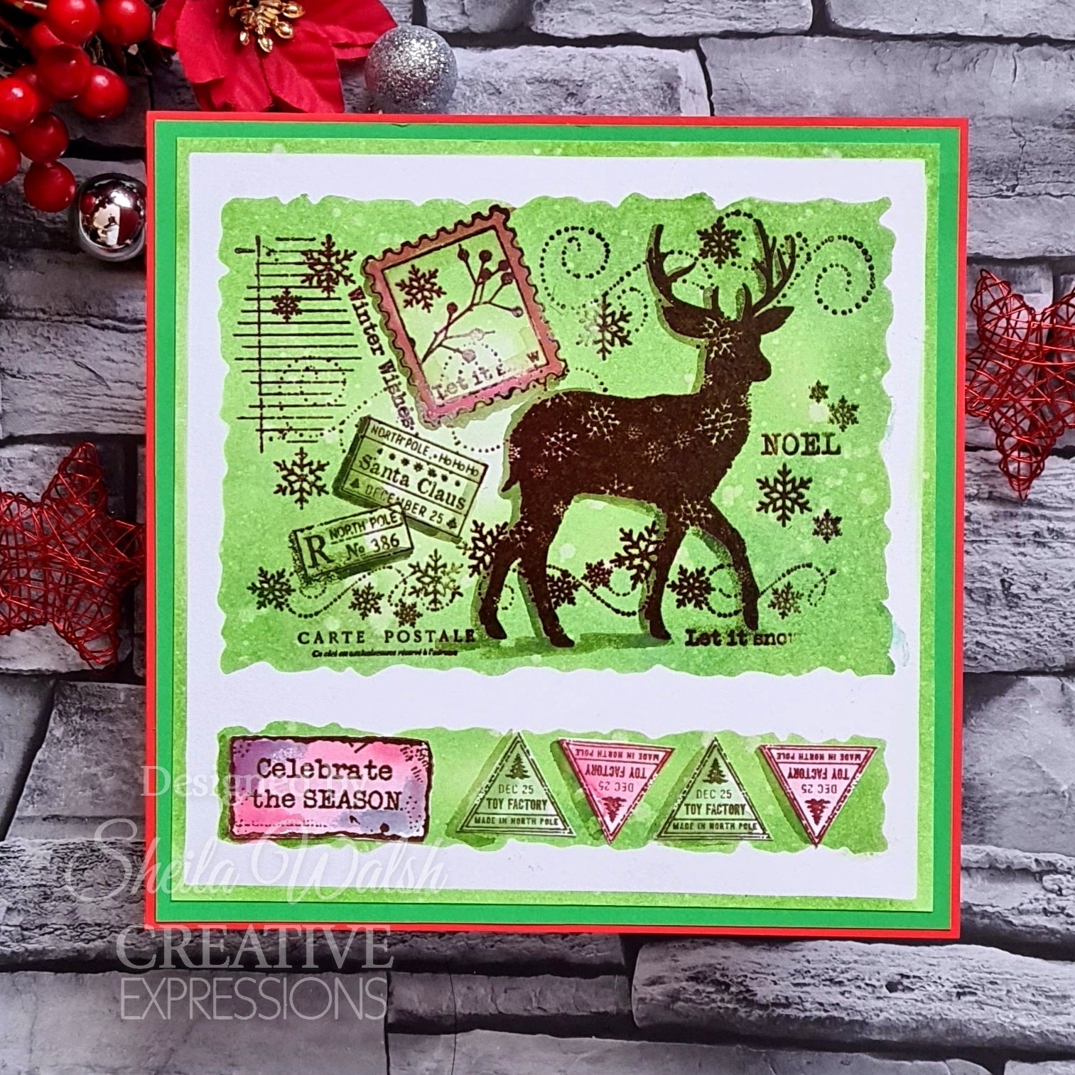 Woodware Clear Singles Winter Reindeer 4 in x 6 in Stamp Set