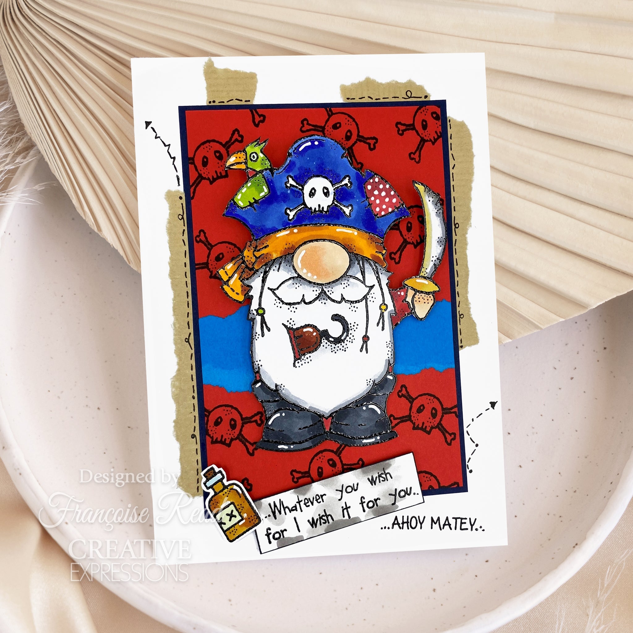 Woodware Clear Singles Pirate Gnome 4 in x 6 in Stamp Set