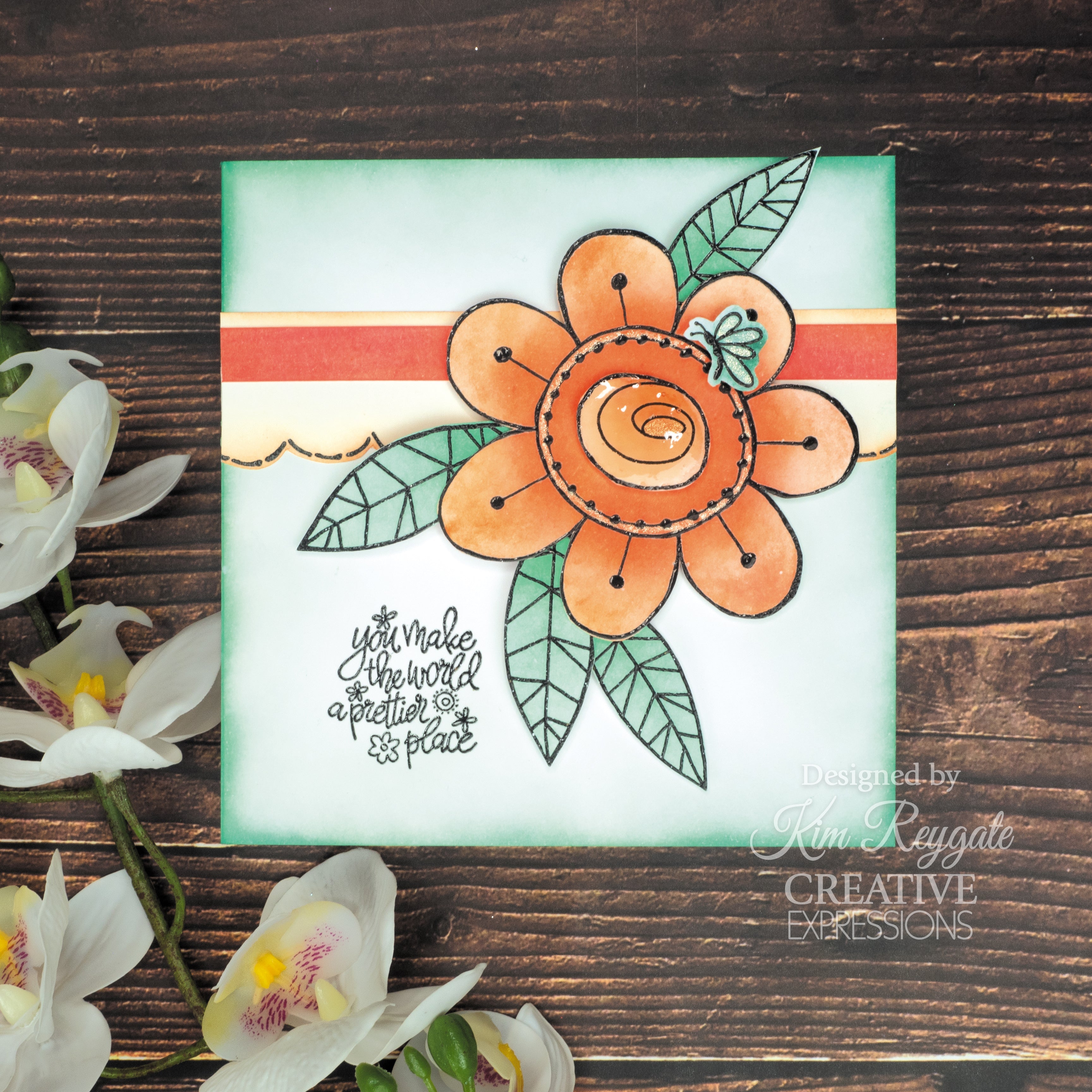 Woodware Clear Singles Petal Doodles Pretty Place 4 in x 6 in Stamp Set