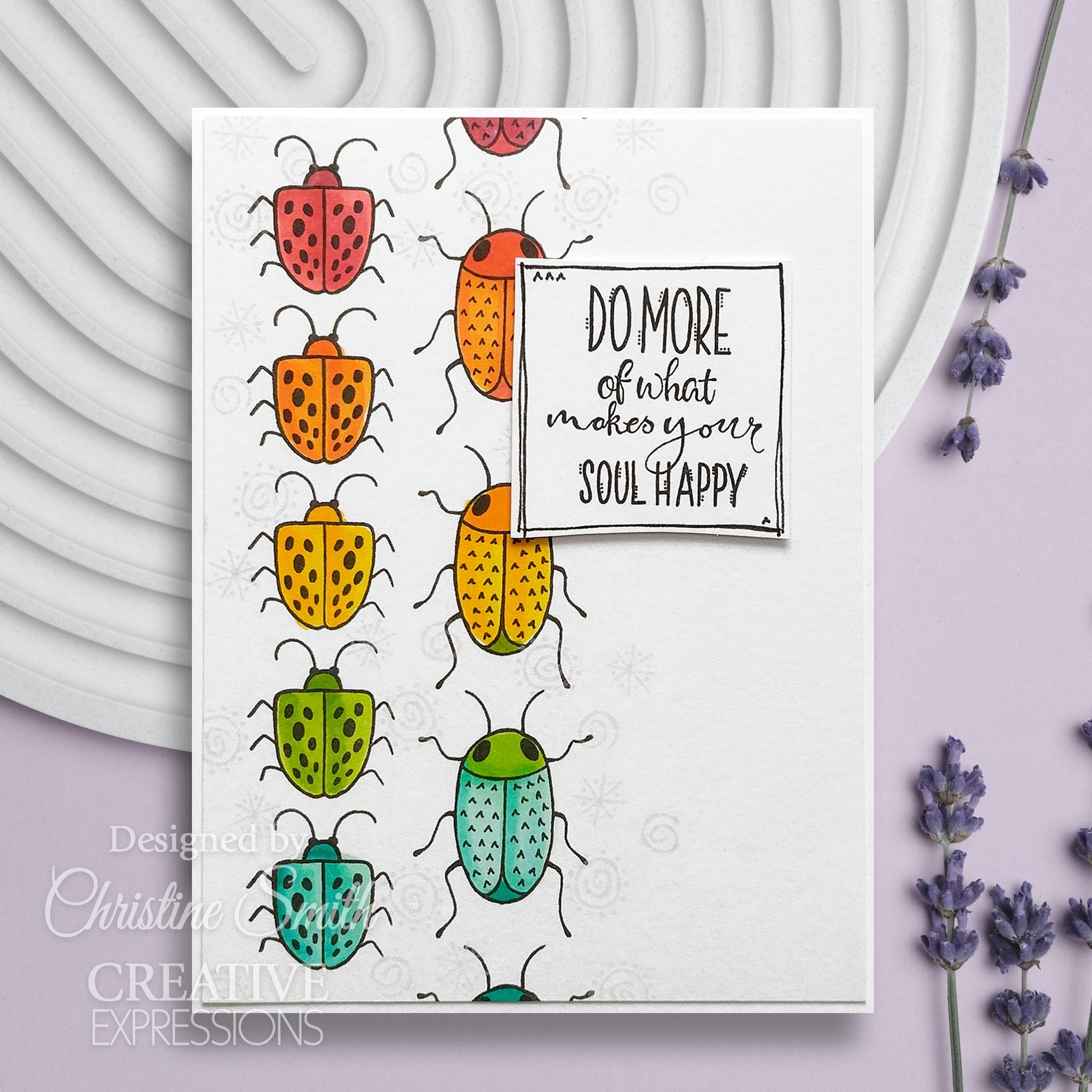 Woodware Clear Singles Petal Doodles Happy Soul 4 in x 6 in Stamp Set