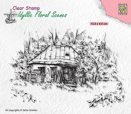 Idyllic Floral Scene Stamp Old Cottage