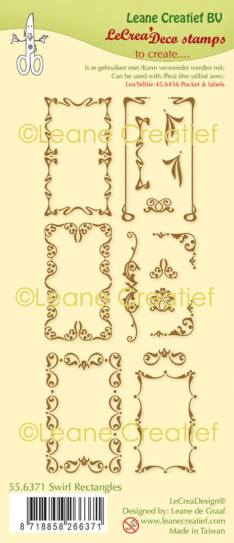 Lecreadesign Combi Clear Stamp Swirl Rectangles