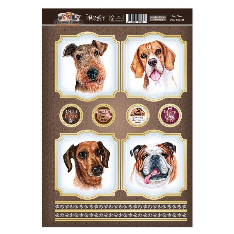 Eat, Sleep, Dog, Repeat Card Topper Sheet