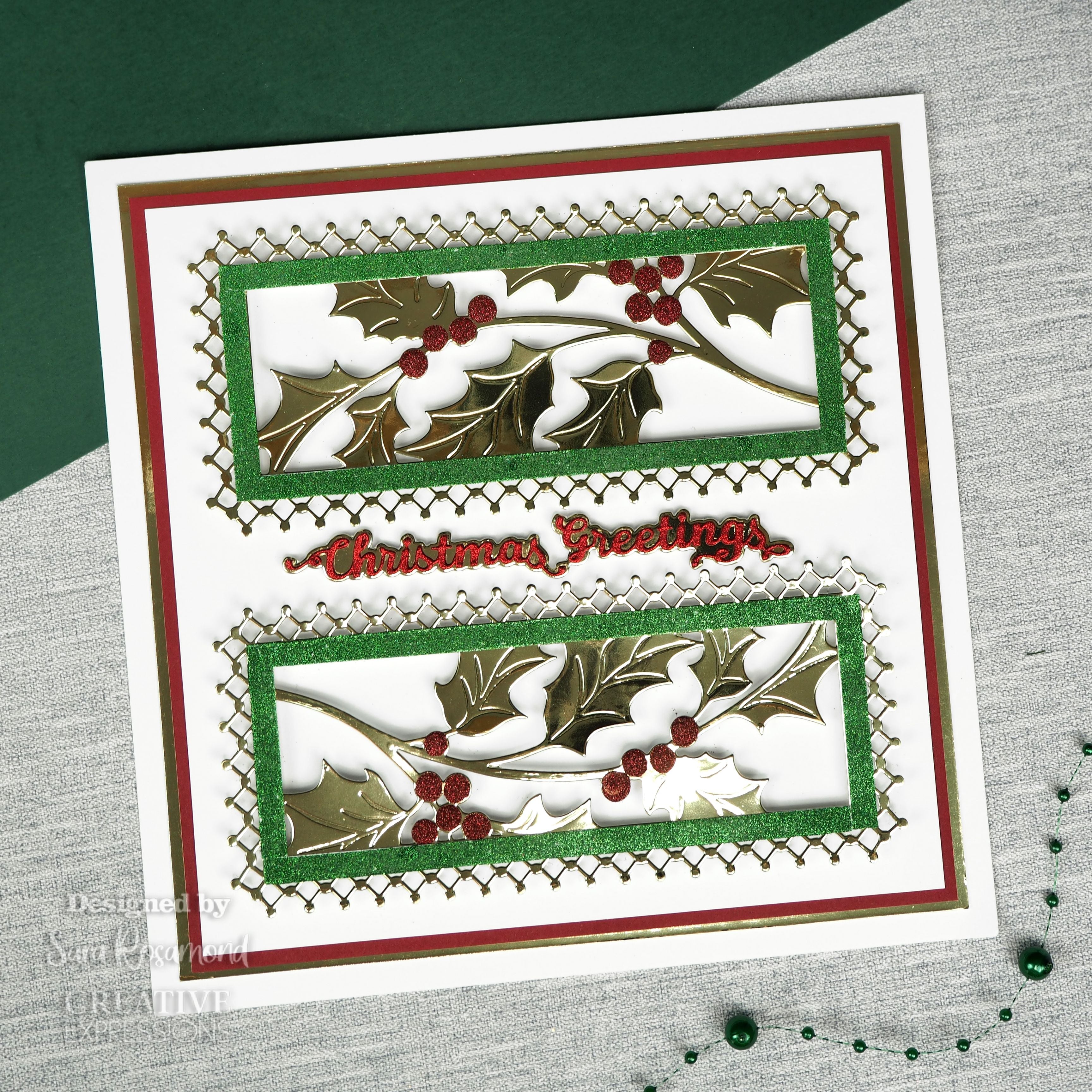 Creative Expressions Sue Wilson Festive Holly & Pine Floral Panels Craft Die