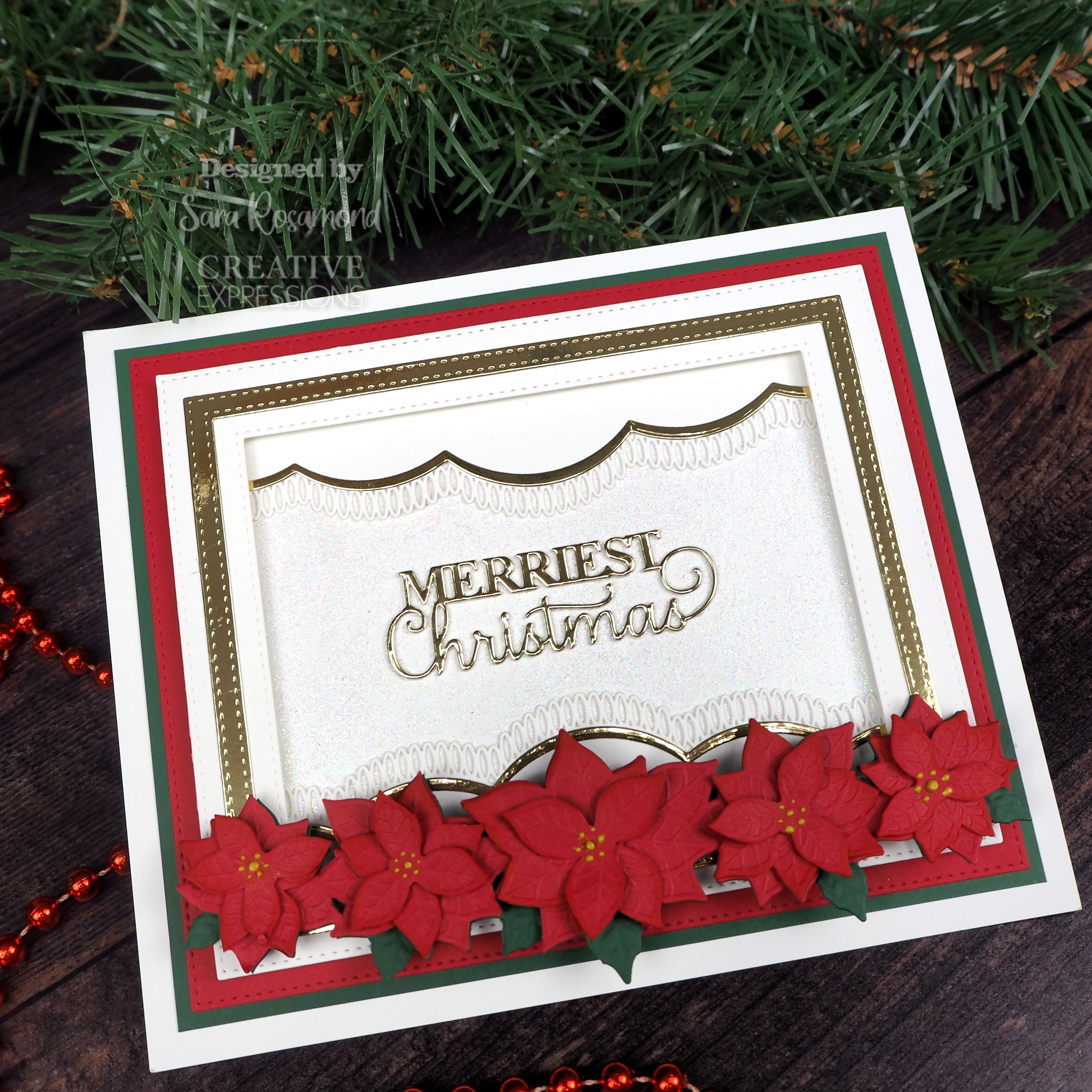 Creative Expressions Sue Wilson Festive Poinsettia Scalloped Border Craft Die